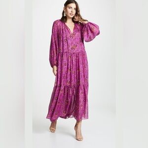 Ulla Johnson Abelia Maxi Dress Kaftan Floral Long Sleeve size 6